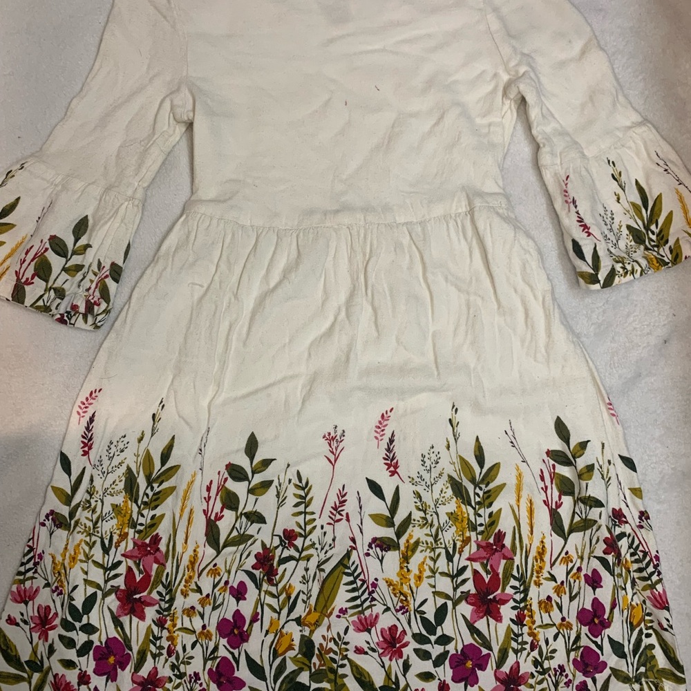 Floral Print Kids Dress - White